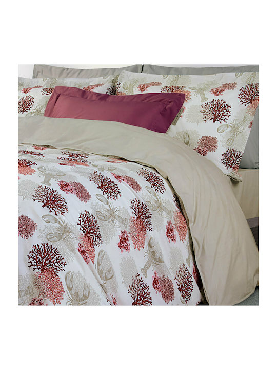 Greenwich Polo Club Duvet Cover Set Cotton King with 2 Pillowcases 220x240 2120 Red / Cream