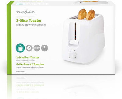 Nedis Toaster 2 Slots 700W White