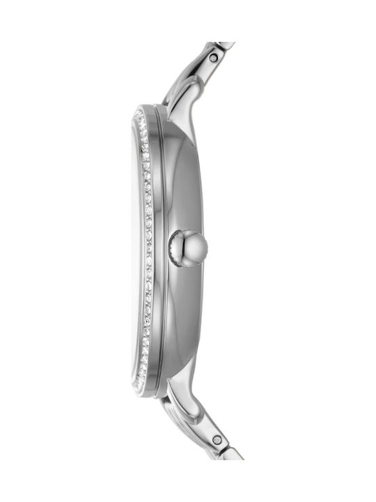 Fossil Jacqueline Γυναικείο Ρολόι 38mm Μπαταρίας με Ασημί Μεταλλικό Μπρασελέ