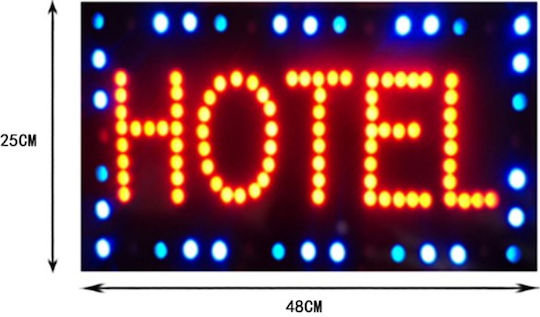 Hotel Semn LED cu mișcare Cu o singură față 48x25cm Roșu / Roșu