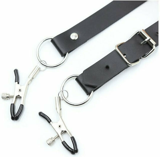 Dream Love OhMama Fetish! Leg Bondage Strap Clit Clamps Σφιγκτήρες Θηλών Black