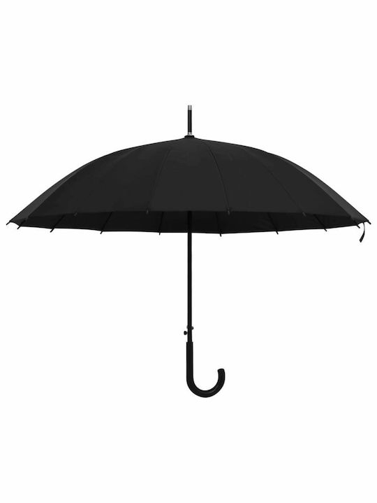 vidaXL Regenschirm mit Gehstock Schwarz