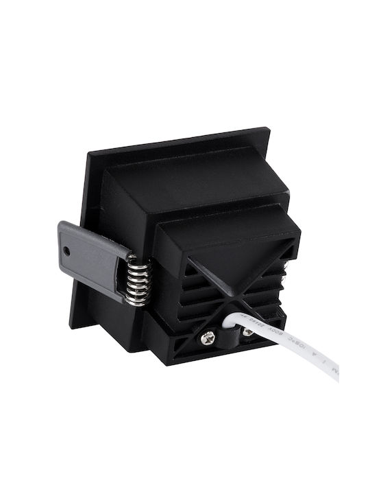GloboStar Pluto S Square Metallic Recessed Spot with Integrated LED and Natural White Light Black 6.4x6.4cm. 1pcs