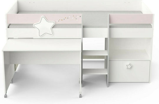 Liana Kids Bed Loft Bed Single with Desk White for Mattress 90x200cm