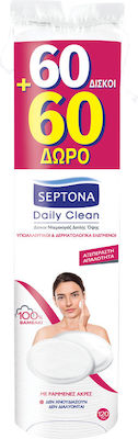 Septona Daily Clean Round Στρογγυλοί Δίσκοι Ντεμακιγιάζ από 100% Βαμβάκι 120τμχ