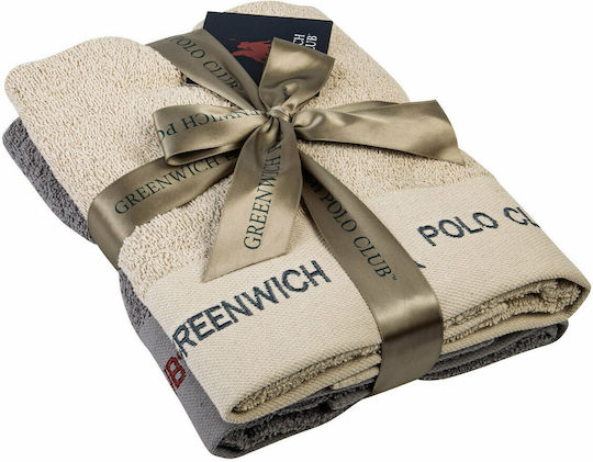 Greenwich Polo Club Προσώπου 2663 50x90εκ. Γκρι / Μπεζ 2τμχ Βάρους 480gr/m²