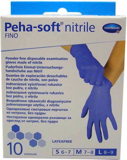 Hartmann Peha-Soft Fino Nitrile Examination Gloves Powder Free Blue 10pcs