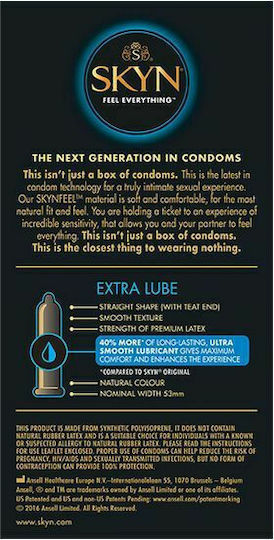 Skyn Προφυλακτικά Extra Lube 10τμχ 53mm Natural