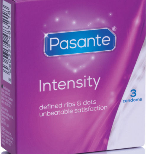 Pasante Προφυλακτικά Intensity 3τμχ 54mm με Ραβδώσεις Natural