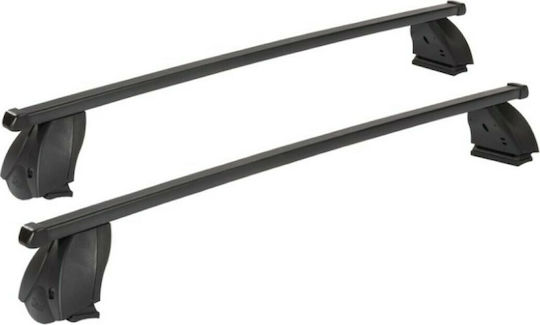 Cam Metallic Car Roof Bars 112cm for Audi 80 4D Set with Roof Rack Legs Black