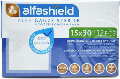 Alfashield AlfaGauze Αποστειρωμένες Γάζες 15x30cm 12τμχ
