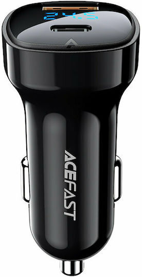 Acefast B4 Car Charger 66W Fast Charging with Ports 1xUSB 1xType-C Black Colour