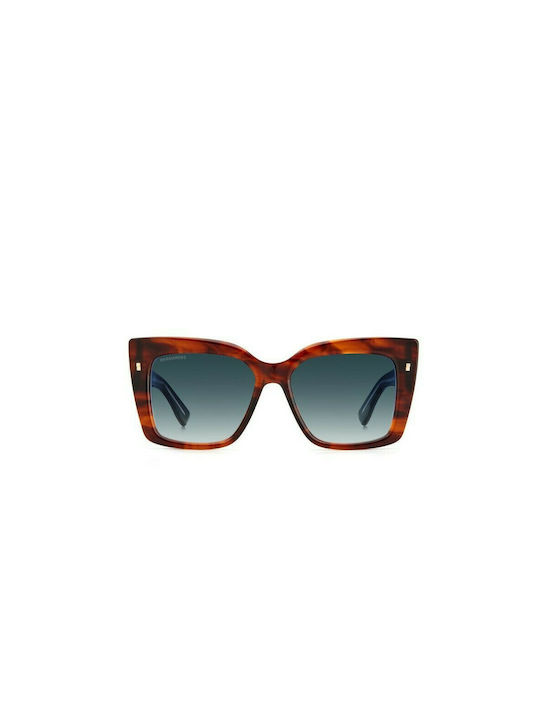 Dsquared2 D2 Women's Sunglasses with Brown Tartaruga Plastic Frame and Green Gradient Lens 0017S EX4/08