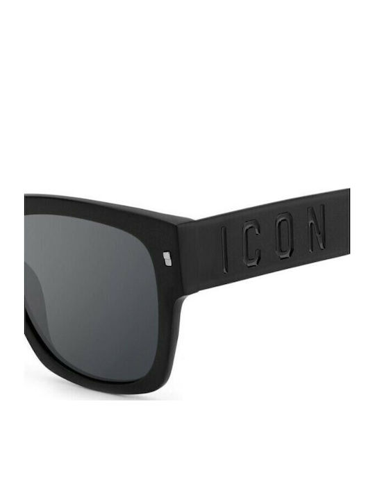 Dsquared2 Icon Men's Sunglasses with Black Plastic Frame and Black Mirror Lens