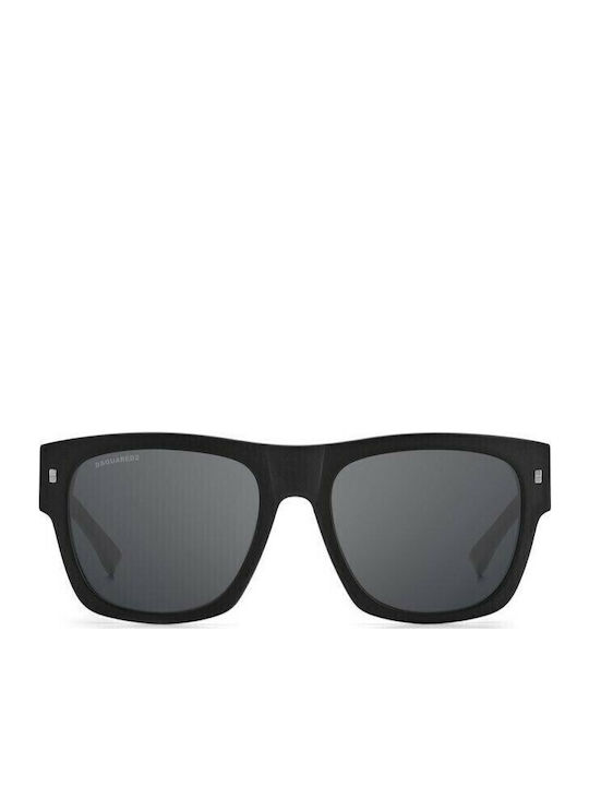 Dsquared2 Icon Men's Sunglasses with Black Plastic Frame and Black Mirror Lens