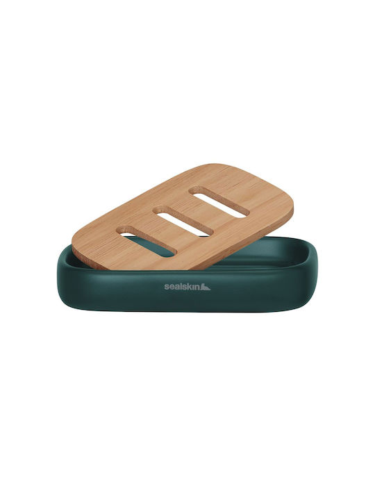 Sealskin Mind Ceramic Soap Dish Countertop Dark Green