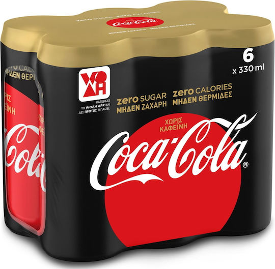 Coca-Cola Zero Cola με Ανθρακικό, Χωρίς Ζάχαρη σε Κουτί 6x330ml