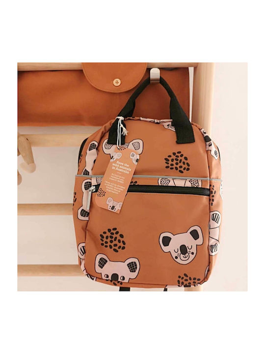 Petit Monkey Koala Large Σχολική Τσάντα Πλάτης Δημοτικού Καφέ με Θήκη για Παγούρι