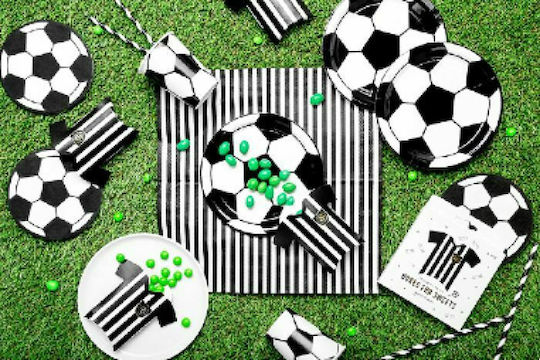 PartyDeco 86761 Papier Box für Geschenke mit Motiv "Fußball" Schwarz 11x2.5x12cm. 6Stück