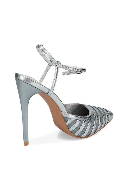 Spitze Zehe Pumps mit Absatzdicke Stiletto & Riemen Hellblaue
