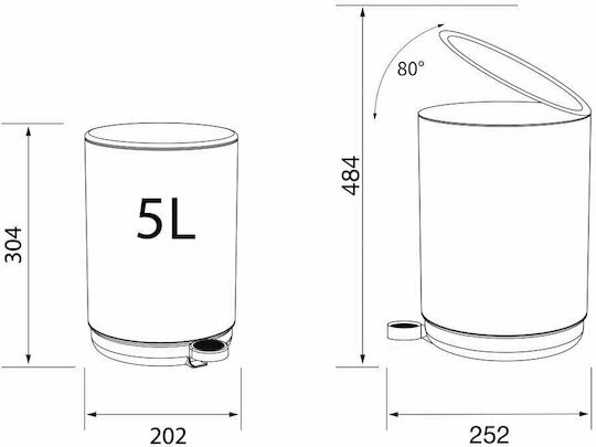 Sealskin -300 Metallic Bathroom Basket Soft Close 5lt White