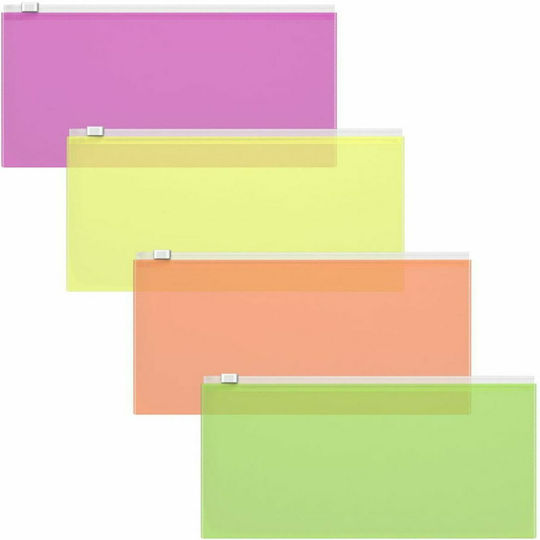 ErichKrause Ordner Transparent mit Reißverschluss Zip Fizzy Neon (Μiverse Farben)