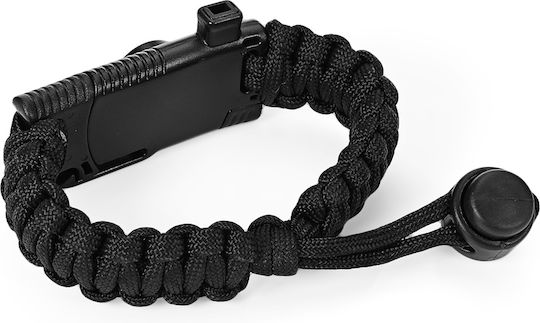 Gameit Outdoor Adjustable Multifunctional Βραχιόλι Επιβίωσης με Σφυρίχτρα & Πυξίδα Μαύρο