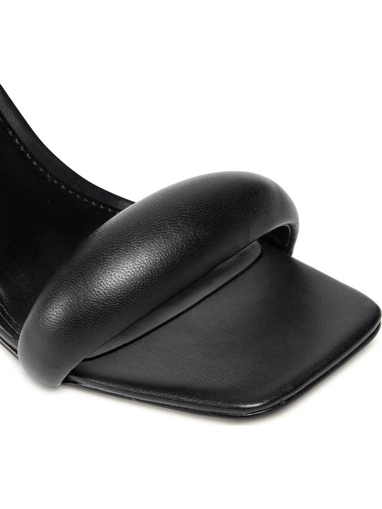 Entice Piele Sandale dama cu Subțire Toc Inalt in Culorea Negru