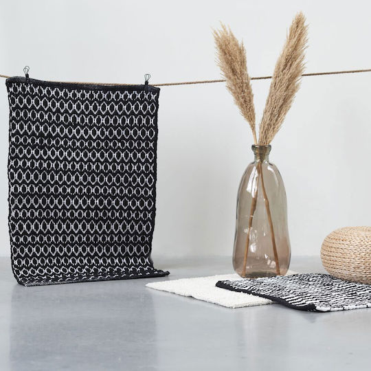 Sealskin Badematte Synthetisch,Polyester/Cotton/Leather Platz Boho 800102 Schwarz 60x60cm