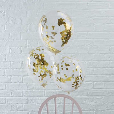 Set of 5 Balloons Latex Gold Birthday-Celebration 30cm