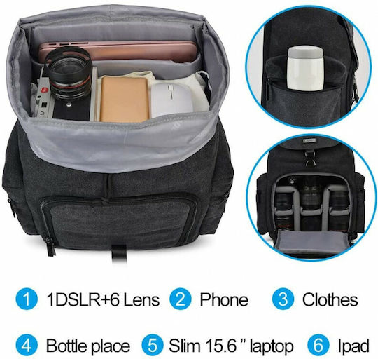 Camera Backpack Caden M8 in Black Color