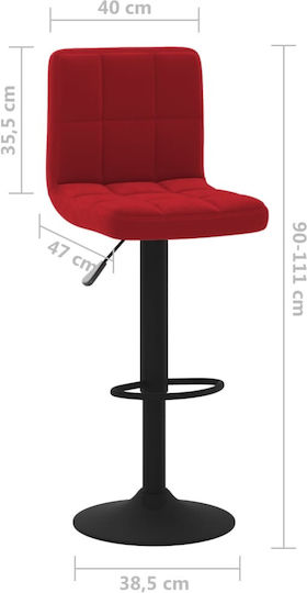 Scaune Bar cu Spătar & Înălțime Reglabilă Burgundia 2buc 40x47x90-111buc