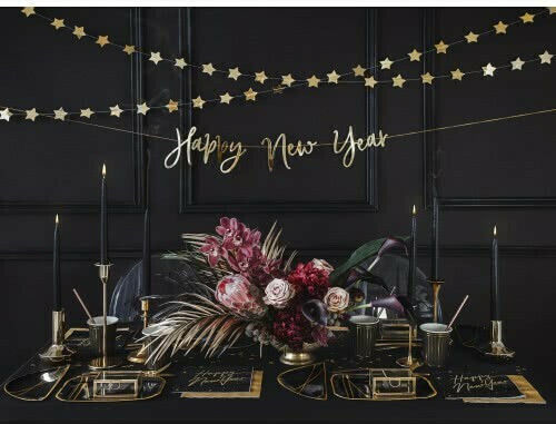 Happy New Year Napkins Black 33x33cm 20pcs
