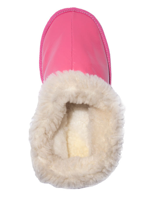 Dalis Leather-Women's slippers from Kastoria, Closed, Soft Leather-FUXIA