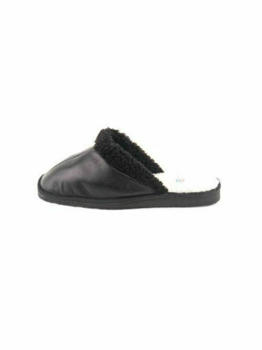 Dalis Leather-Women's Leather Slippers Open, Soft Leather-Black