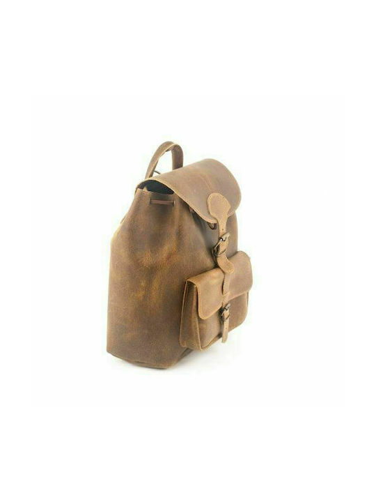 Leather Backpack Backpack Kouros Model 4002 Brown Leather Crust
