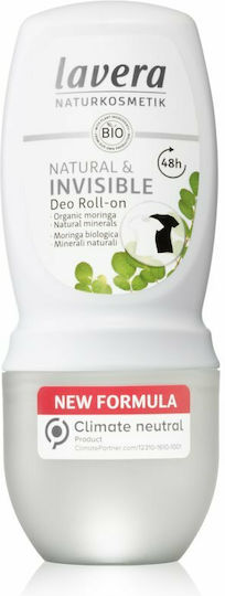 Lavera Natural & Invisible Deo Φυσικό Αποσμητικό 48h σε Roll-On Χωρίς Αλουμίνιο 50ml