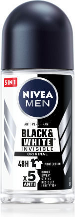 Nivea Men Invisible For Black & White Original Αποσμητικό 48h σε Roll-On 50ml
