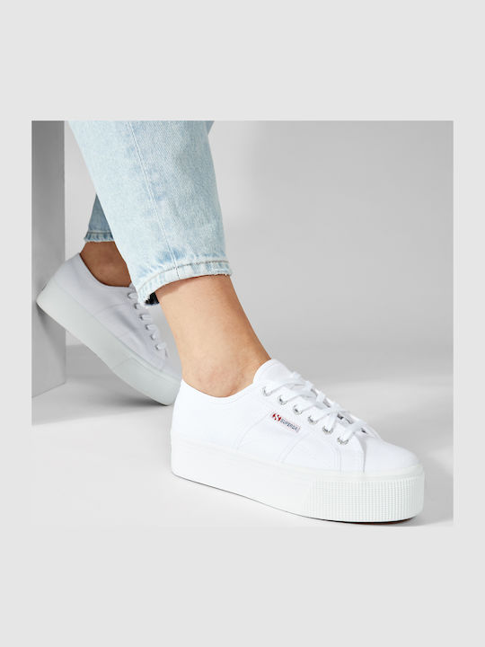 2790 Damen Flatforms Sneakers Weiß