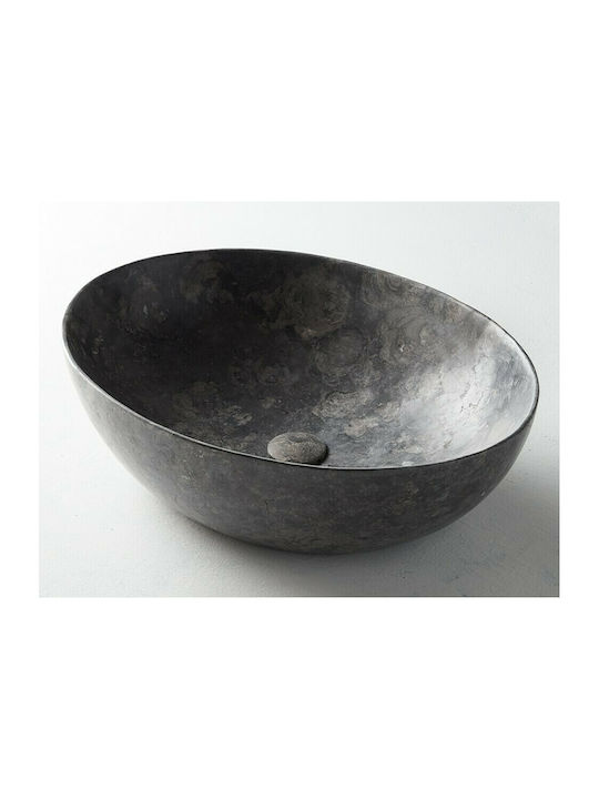 Fossil Malin Pe blat Lavoar marmură 55x41x16cm Grey Marble