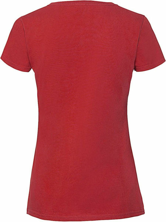 Fruit of the Loom Ladies Ringspun Premium T Γυναικείο Διαφημιστικό T-shirt Κοντομάνικο σε Κόκκινο Χρώμα