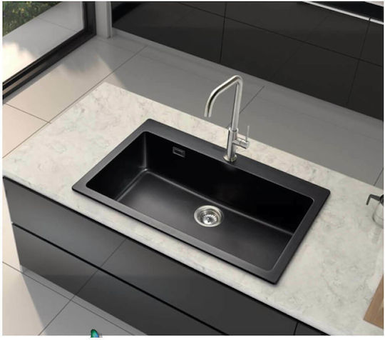 Schock Cristalite Manhattan 110-30080-1401 Drop-In Spüle aus Verbundgranulat B79xT50cm Nero