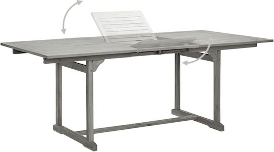 Wooden Masa pentru spații exterioare Extensibil Gri 150(+50)x100x75buc