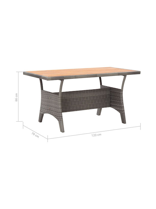Masa pentru spații exterioare Lemn cu schelet metalic Gri 120x70x66buc