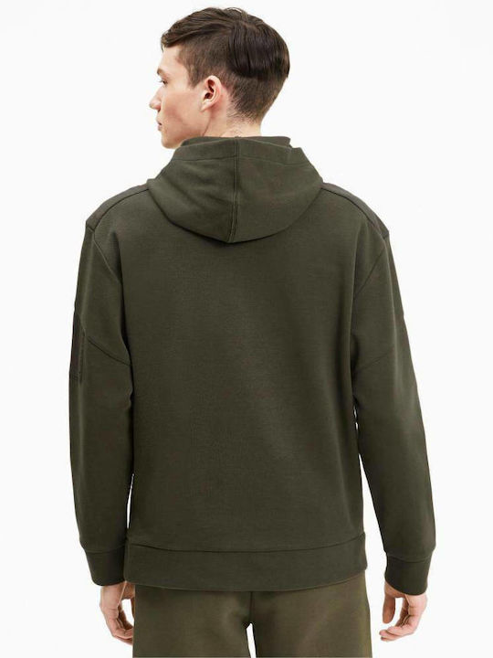 Puma Herren Sweatshirt mit Kapuze und Taschen Khaki