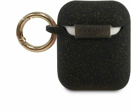 Guess Silicone Case Case Silicone with Hook Black Shine for Apple AirPods 1 / AirPods 2