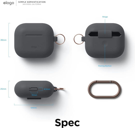 Elago Hang Θήκη Σιλικόνης με Γάντζο Dark Gray για Apple AirPods 3