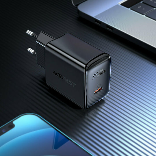 Acefast Φορτιστής Χωρίς Καλώδιο GaN με Θύρα USB-C 30W Power Delivery Μαύρος (A21)