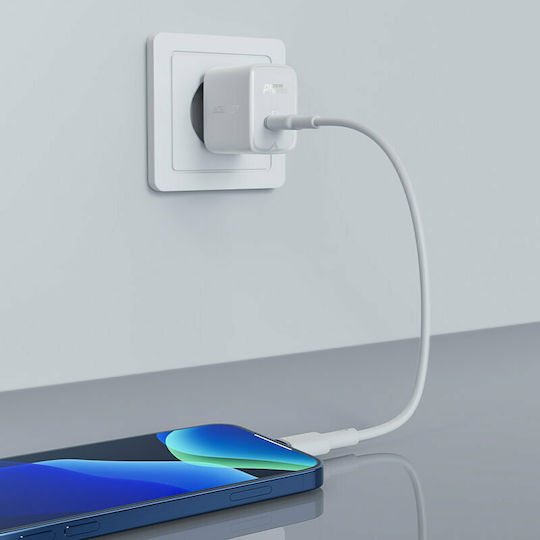 Acefast Încărcător Fără Cablu GaN cu Port USB-C 30W Livrarea Energiei Alb