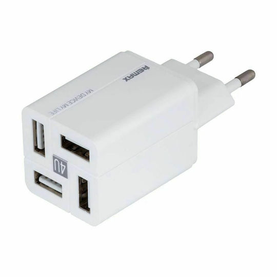 Remax Φορτιστής Χωρίς Καλώδιο με 4 Θύρες USB-A Λευκός (RP-U43)